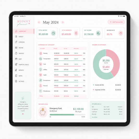 Planner Budget Digital pour iPad