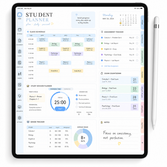 Planner Étudiant Digital pour iPad